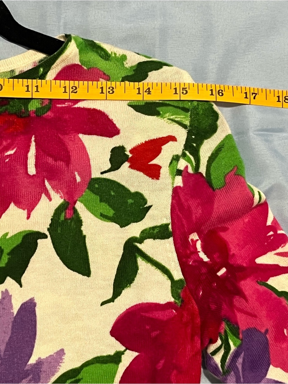 Lauren Ralph Lauren Petite Watercolor Floral Knit Top PS - Picture 6 of 13
